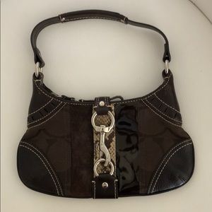 Authentic Coach signature stripe python handbag